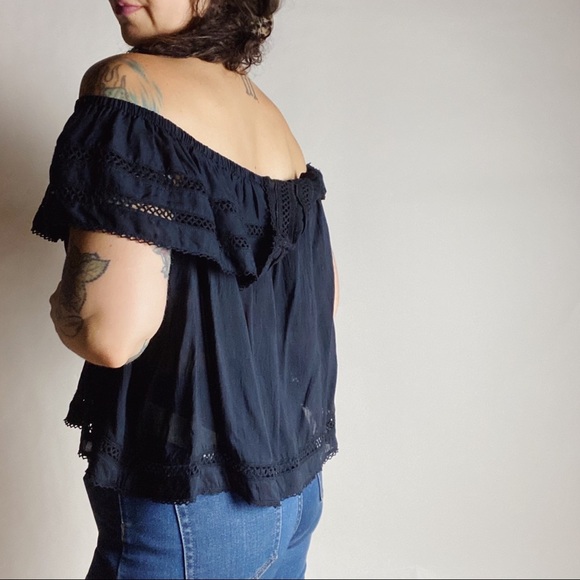 ARITZIA WILFRED Hollande Off Shoulder Top Black XS - Picture 4 of 7